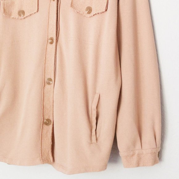 Nordstrom BP Oversize Cotton Blend SOFT Shirt Jacket Shacket M Tan Nougat Beige - Picture 13 of 16